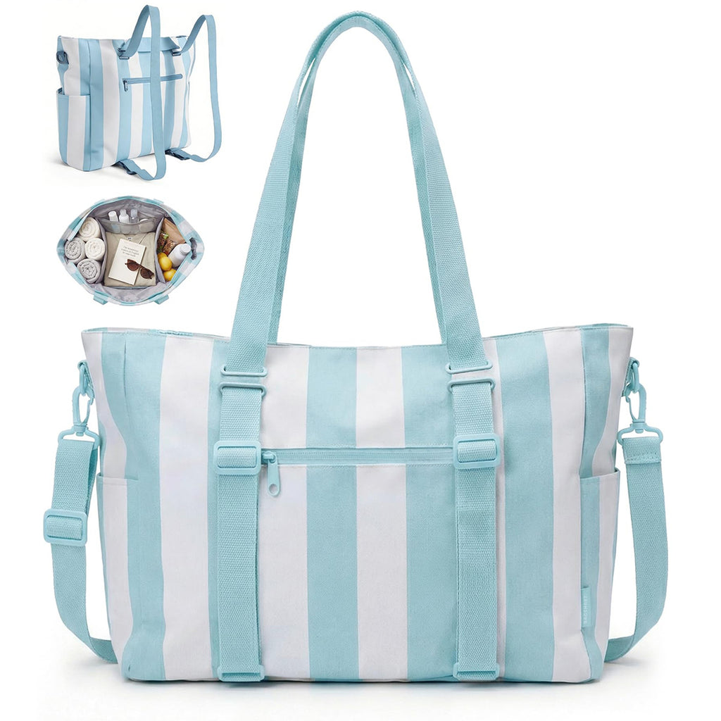 Striped Multi-Pocket Large Capacity Portable Beach Bag