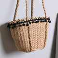 Women Retro Pastoral Straw Woven Crossbody Shoulder Beach Vacation Bag