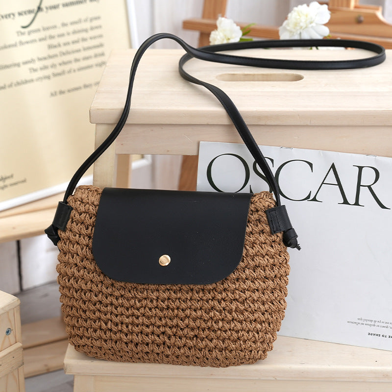Magnetic Buckle Straw Mini Dumpling Phone Bag