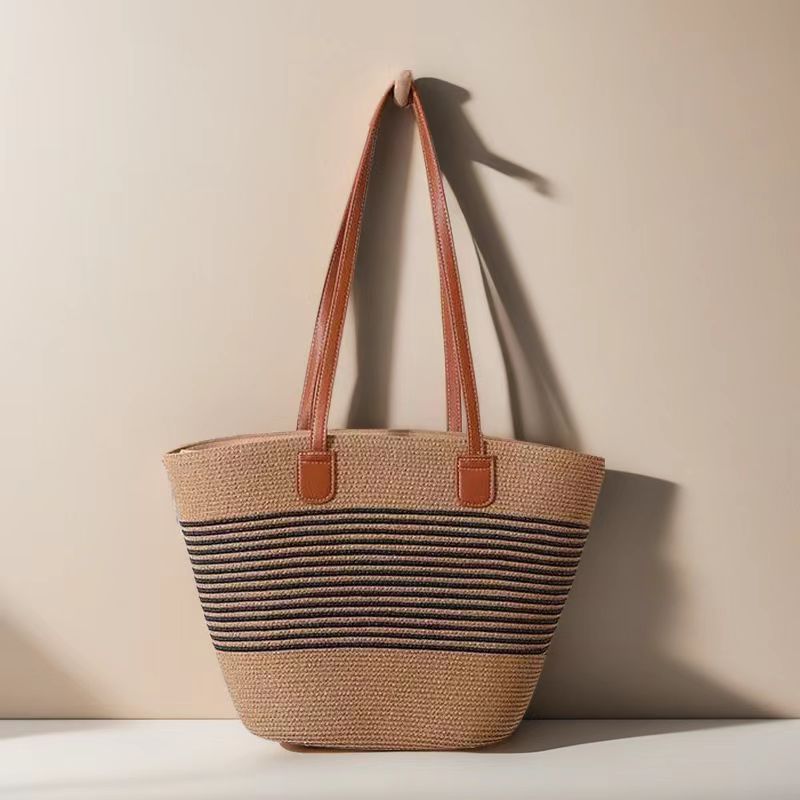 Women's Large Capacity Woven Bucket Beach Tote Bag