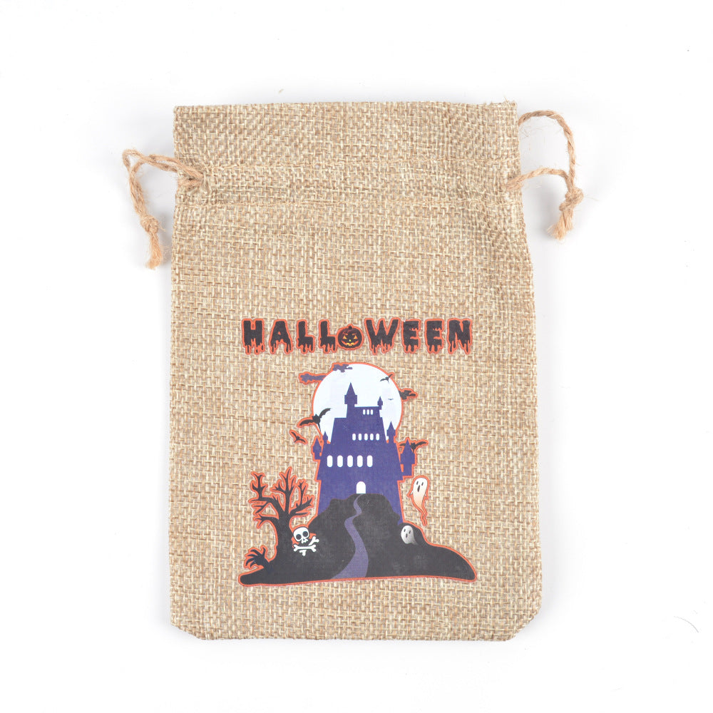 Customizable Halloween Burlap Drawstring Gift Bags