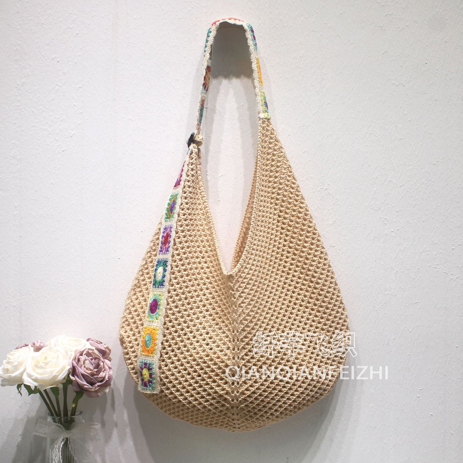 New Cross-Border Amazon Cross-Border Women'S Patchwork Knitted Hand Shoulder Bag Hot Sale Simple And Versatile Retro Knitted Bag
