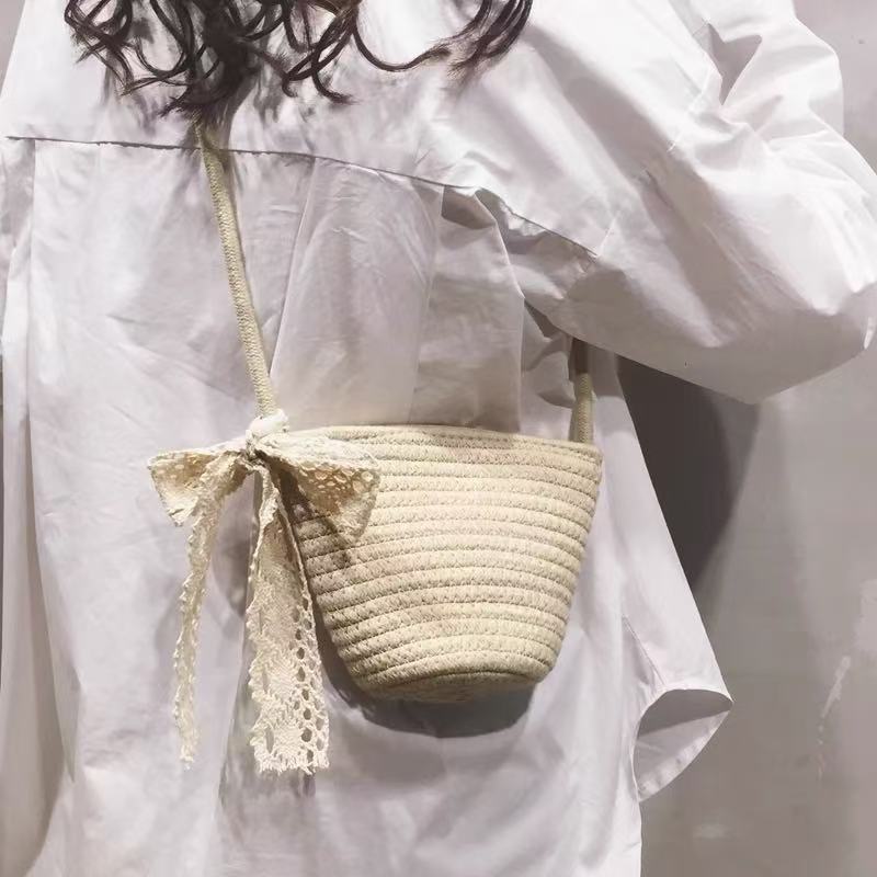 Women Woven Straw 2026 New Trendy Fashion Crossbody Beach Bucket Bag