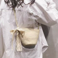 Women Woven Straw 2026 New Trendy Fashion Crossbody Beach Bucket Bag