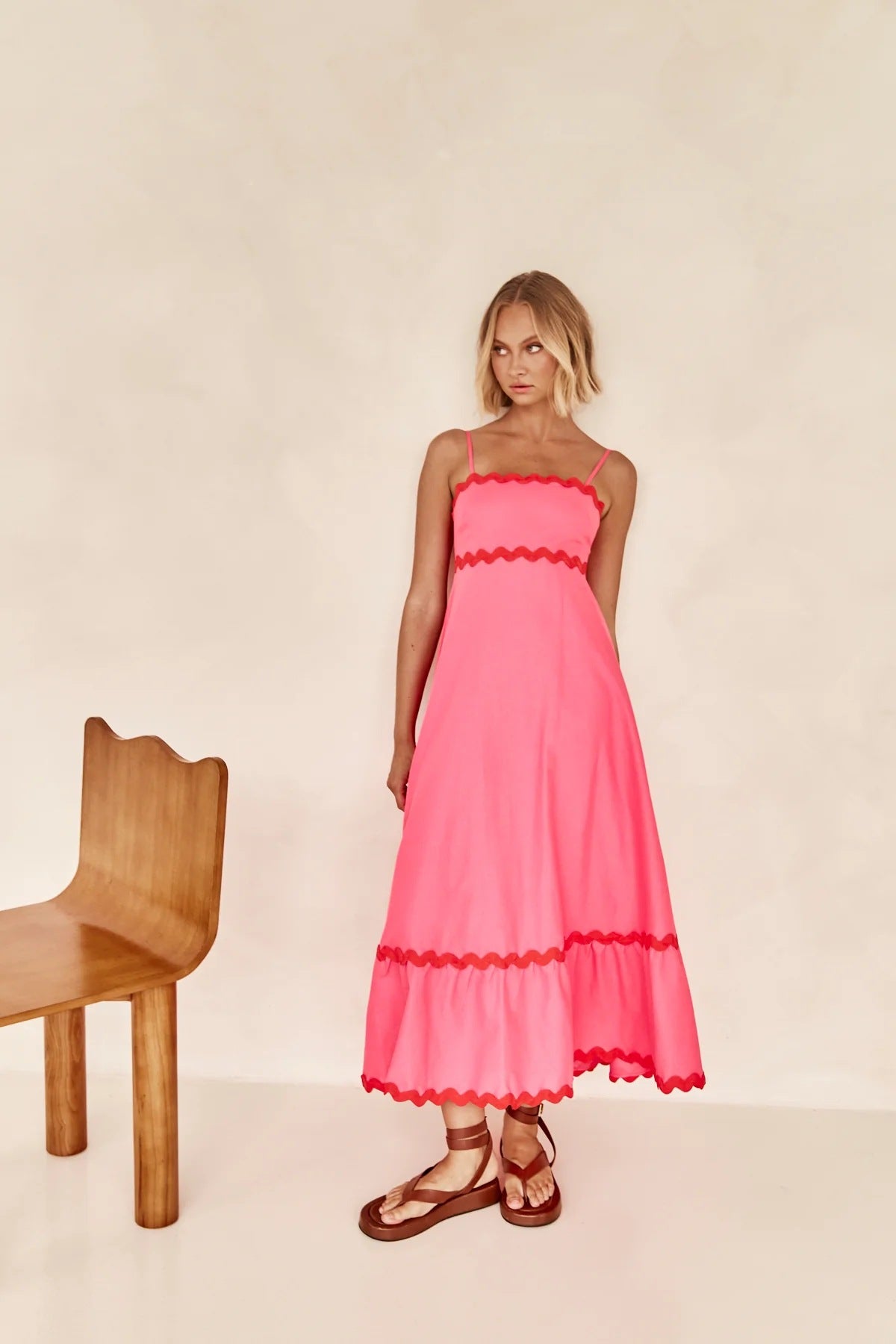 Solid Color Lace Stitching Suspender Tube Top Oversized Dress