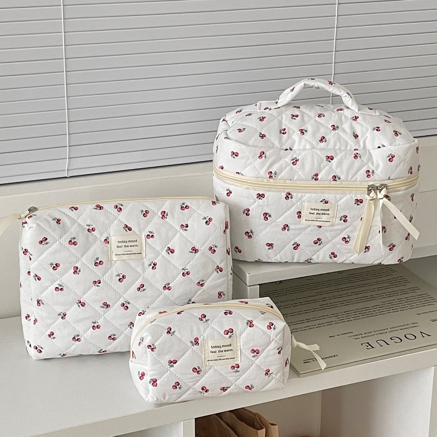 Multi-Pattern Palace Quilted Cosmetic Clutch and Octagonal Set
