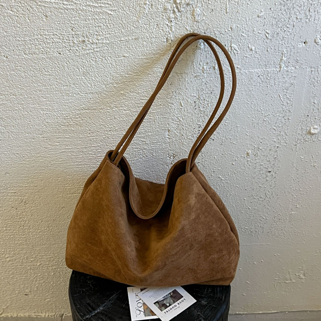 Minimalist Faux Suede Shoulder Bag for Fall
