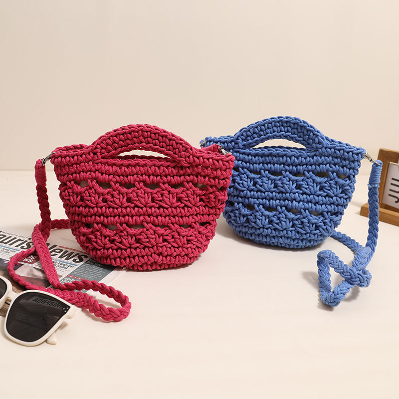 Crossbody Cotton Woven New Cute Handheld Hollow Straw Beach Bag