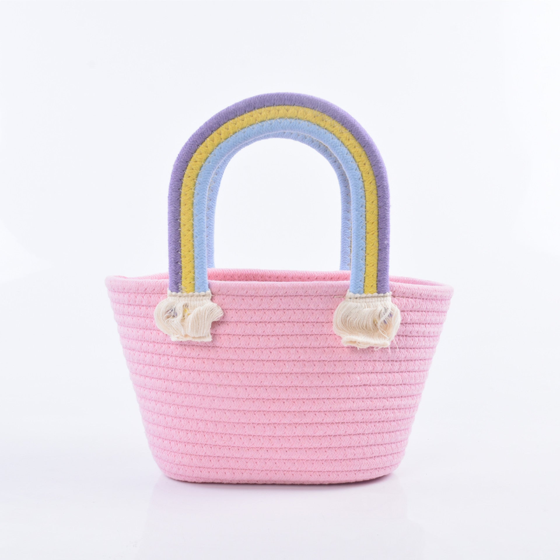 Portable Cotton Rope Rainbow Woven Gift Basket
