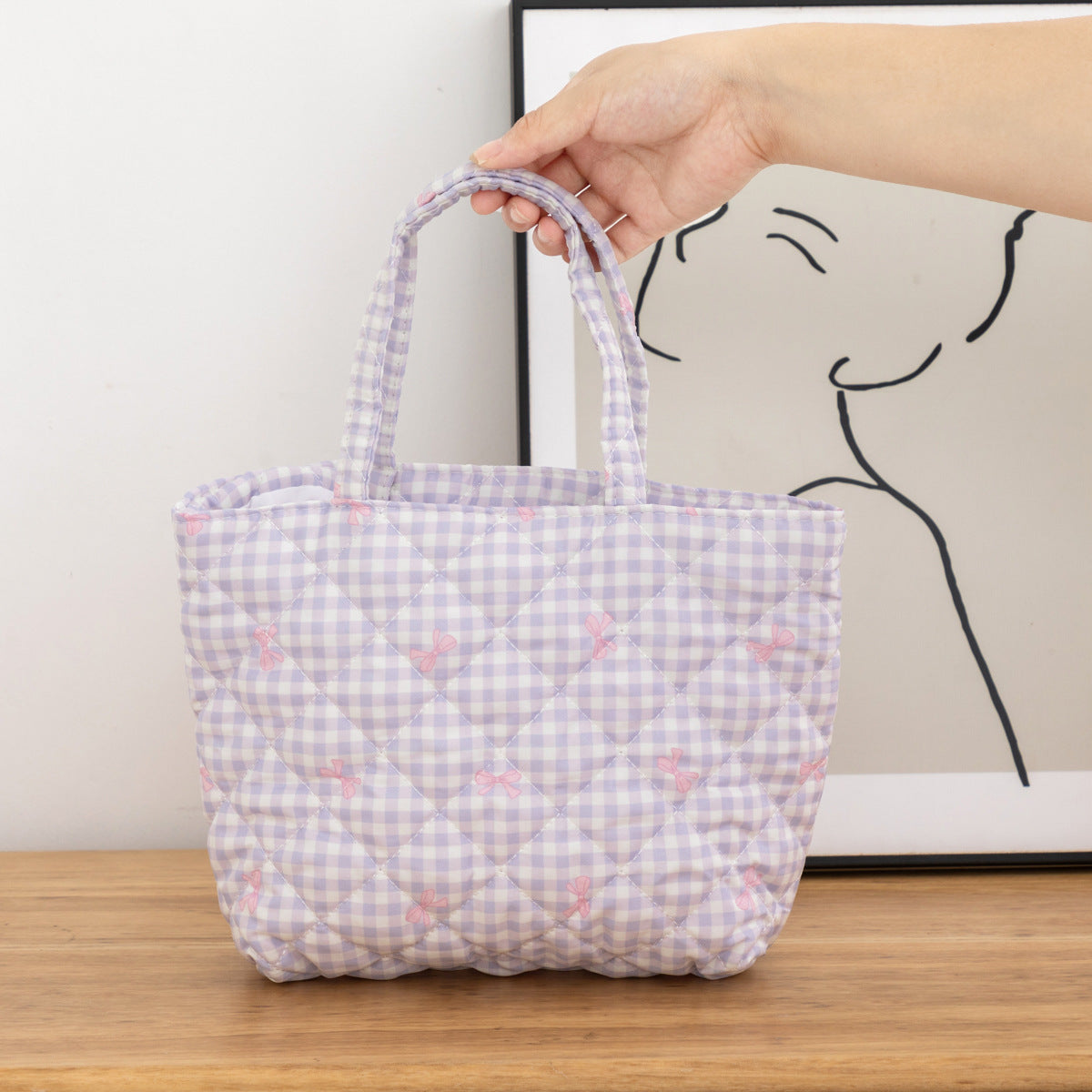Portable Women's Floral Quilted Large Capacity Cosmetic Toiletry Bag