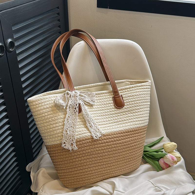 Trendy Large Woven Straw 2026 Spring Casual Unique Beach Shoulder Bag