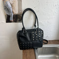 Vintage Studded Satchel Bag with Crossbody Strap