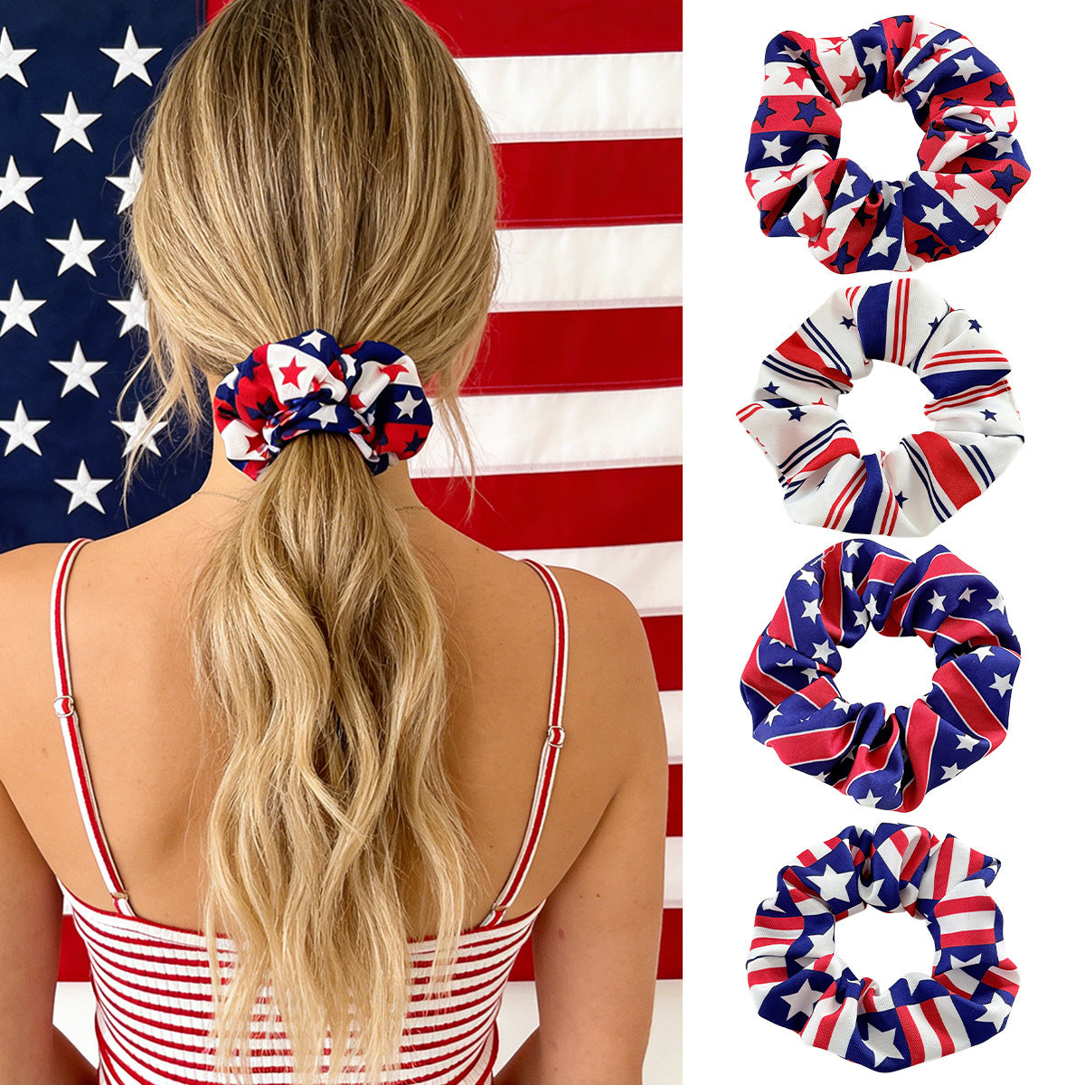 American Independence Day Star Stripe Hair Tie