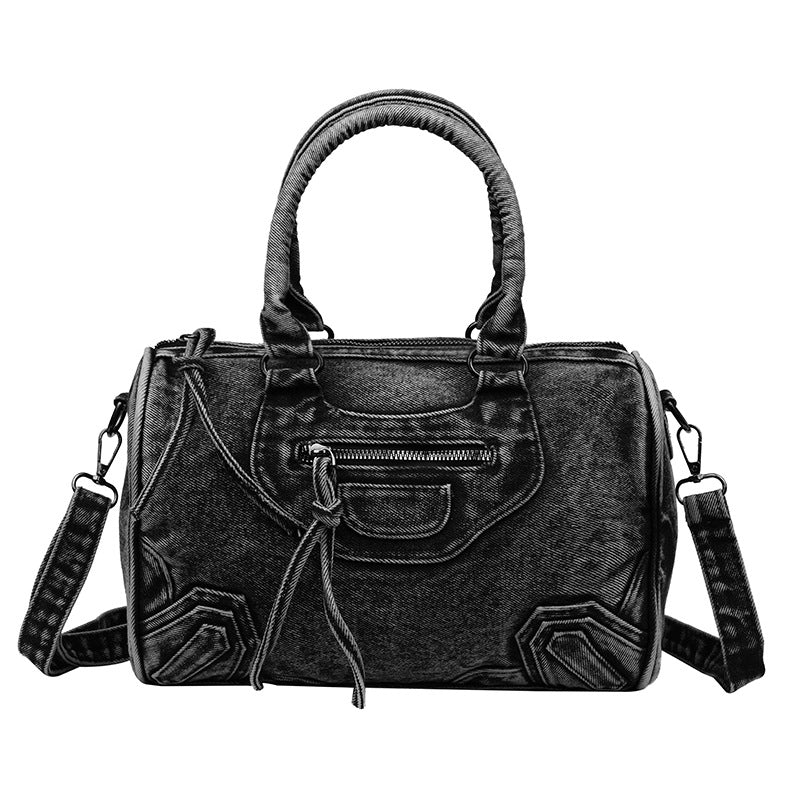 2026 Retro Washed Denim Tote Bag, Large Capacity Shoulder Crossbody Handbag