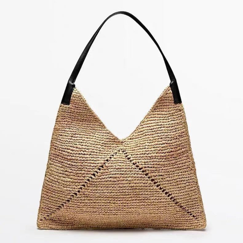 Straw Hollow Woven Large Triangle Beach Bag