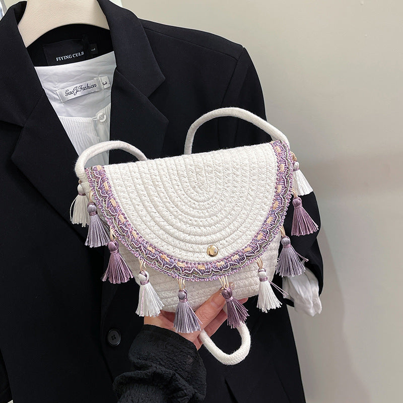 Woven Tassel Single Shoulder Crossbody Bag