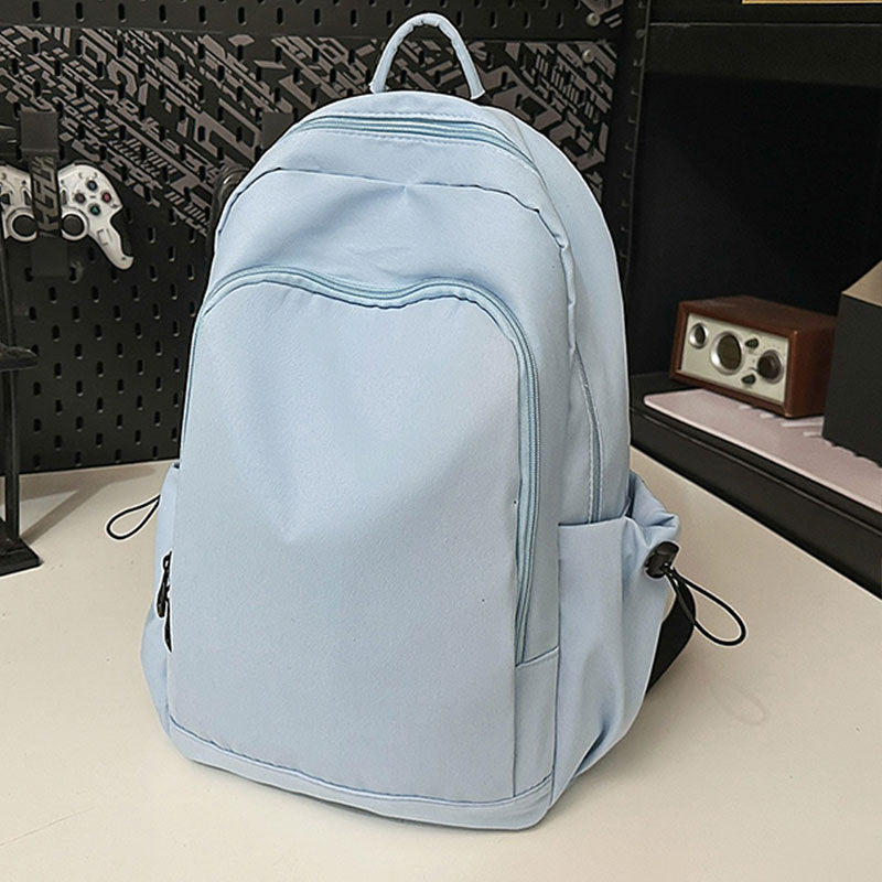 New Korean Style Solid Color Versatile Backpack Large Capacity Female Junior High School Student College Student Bag Casual Travel Backpack For Men
