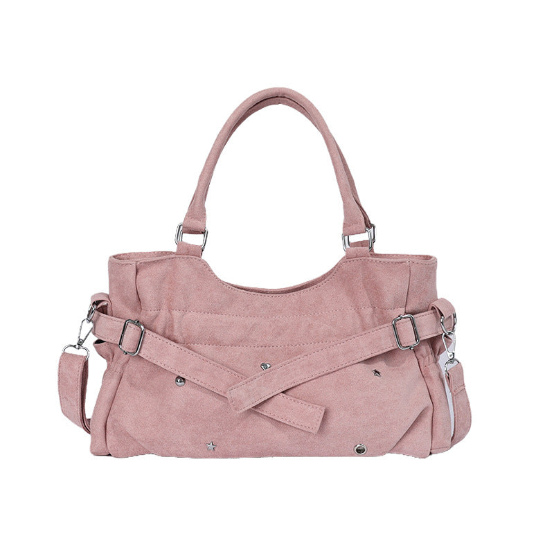 Soft Suede Shoulder Bag with Stylish Stud Details
