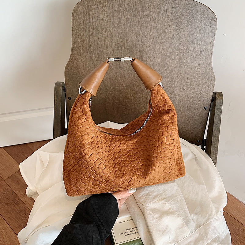 Vintage Woven PU Leather Hobo Shoulder Bag with Adjustable Strap