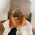 Vintage Woven PU Leather Hobo Shoulder Bag with Adjustable Strap