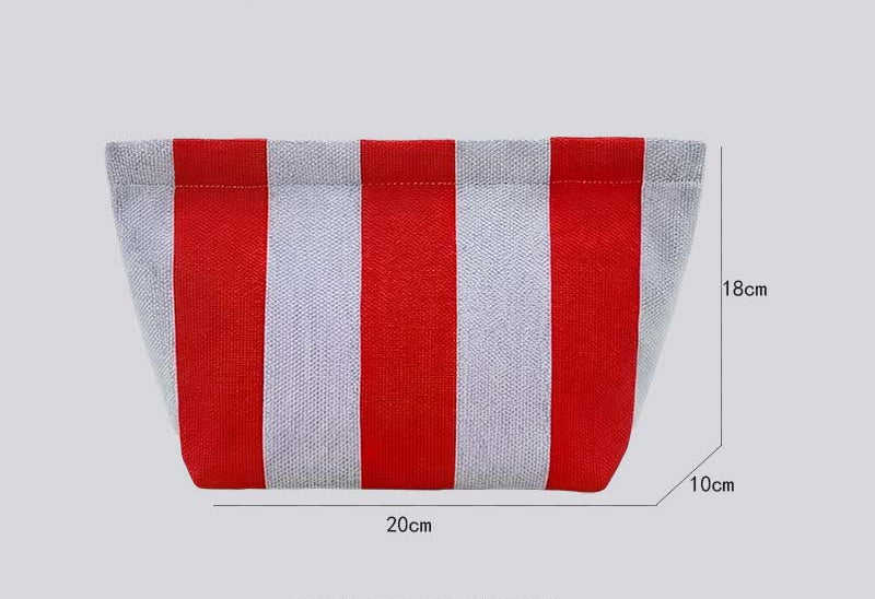 Striped Knitted Wool Cosmetic Clutch Bag