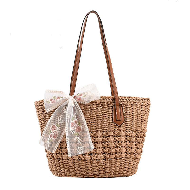 Women Woven Straw Large 2026 Spring New Fashion Shoulder Beach Tote Bag