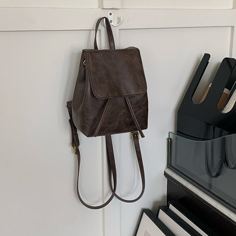 Retro Brown Backpack Simple Versatile Shoulder Bag