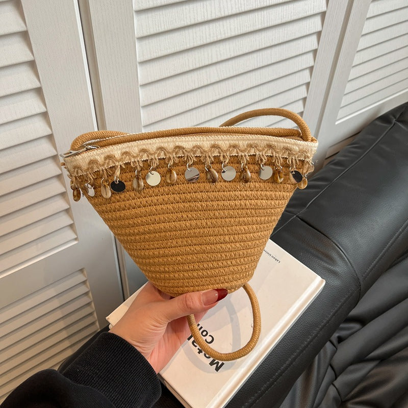 Women 2026 Spring New Fashion Minimalist Crossbody Korean Unique Woven Bag