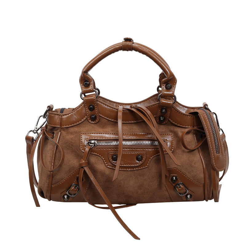 Y2K Studded PU Shoulder Bag with Buckle Details
