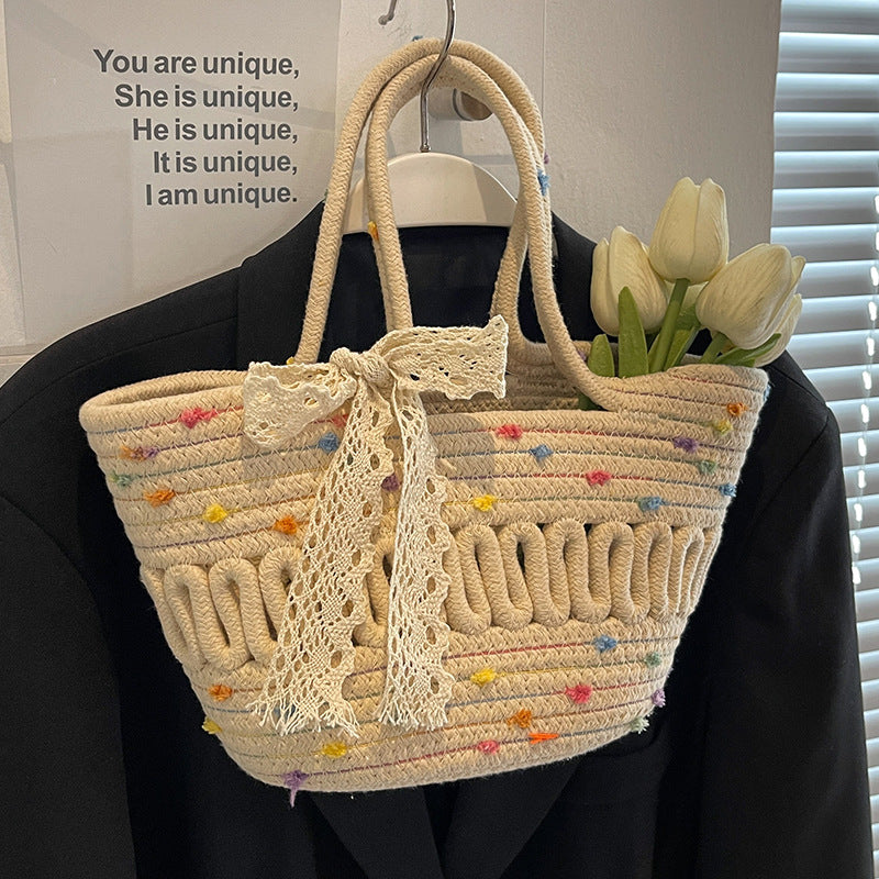 Women Handmade Straw 2026 New Fashion Rattan Beach Tote Bag
