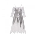 Halloween Ghost Bride Costume Dress with Lace Sleeves and Veil