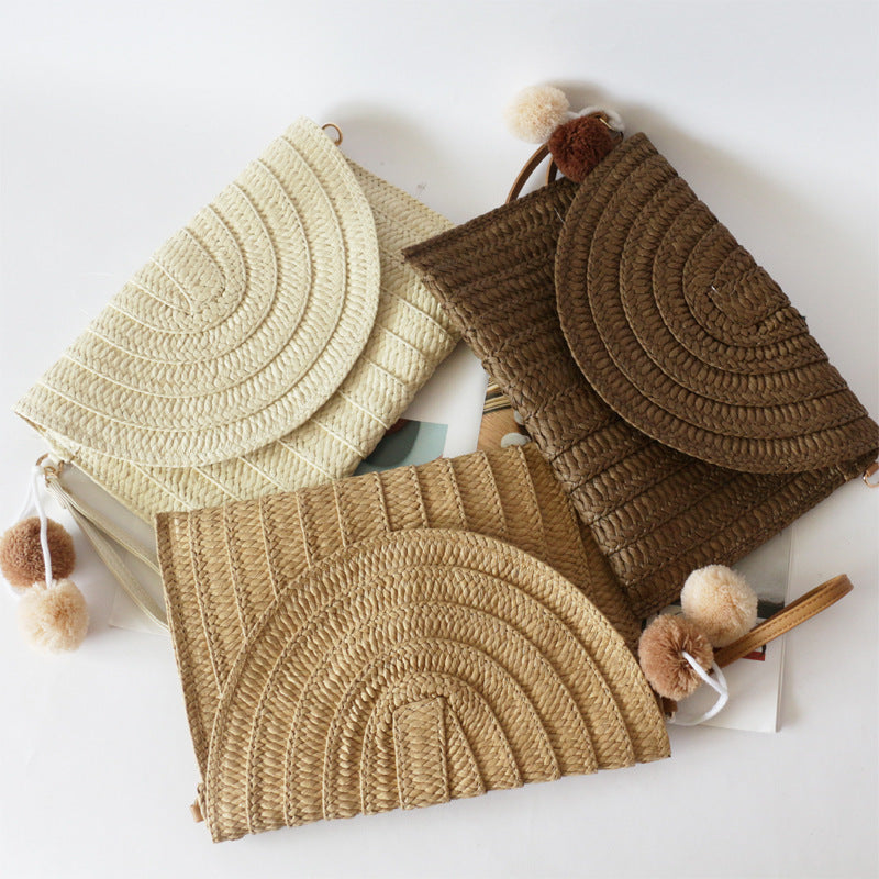 Ball Clutch Straw Woven Beach Bag
