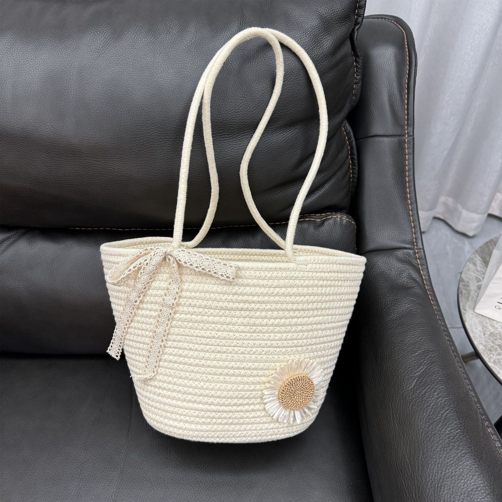 Large Capacity Cotton Rope Braided Beach Tote Bag