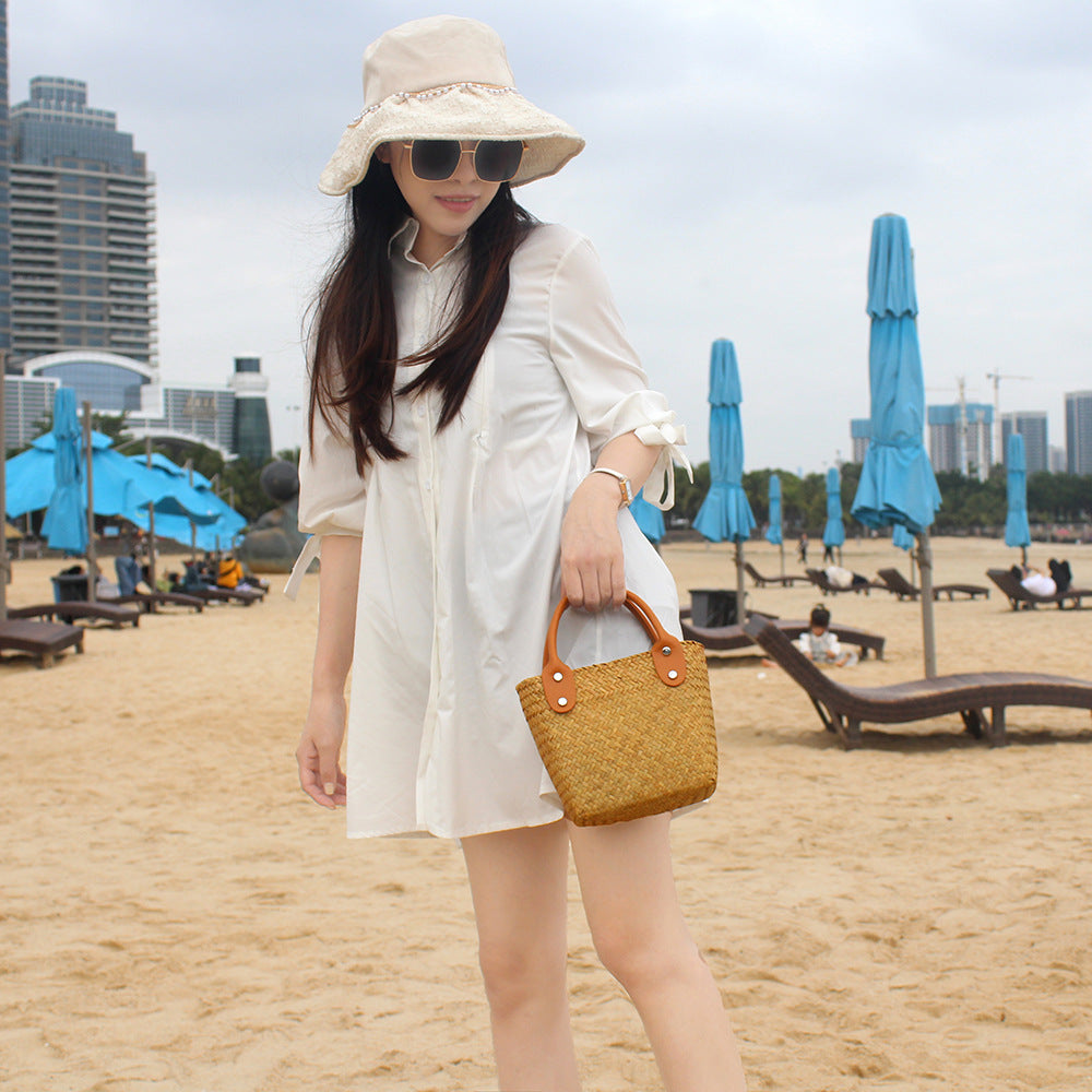 Straw Handwoven Hand-Carrying Mini Beach Bag
