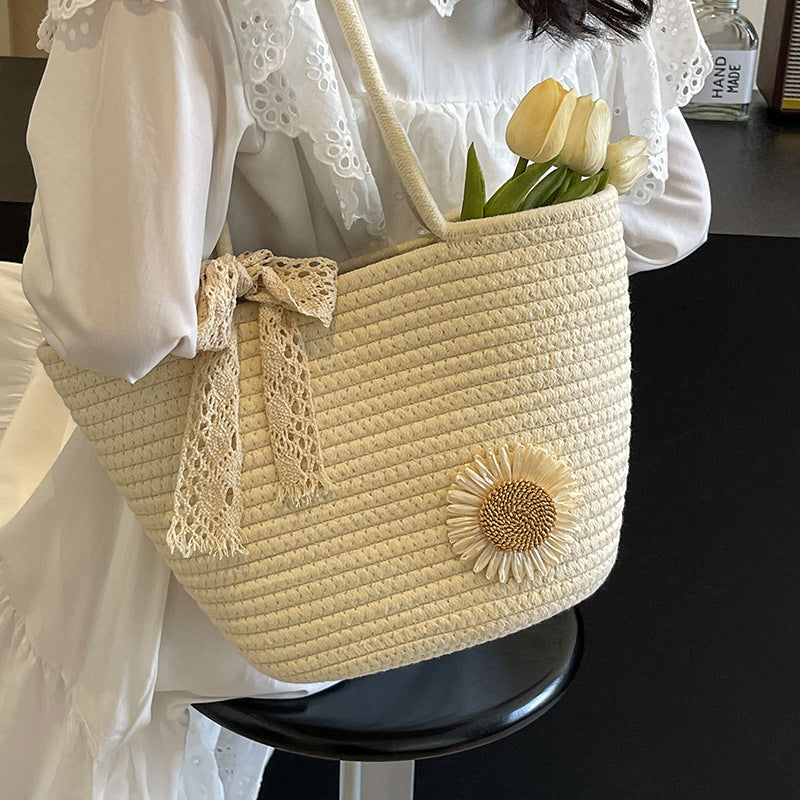 Hand-Woven Large Capacity Simple Casual Shoulder Tote Bag