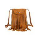 Suede Fringe Crossbody Bag with Star Studs