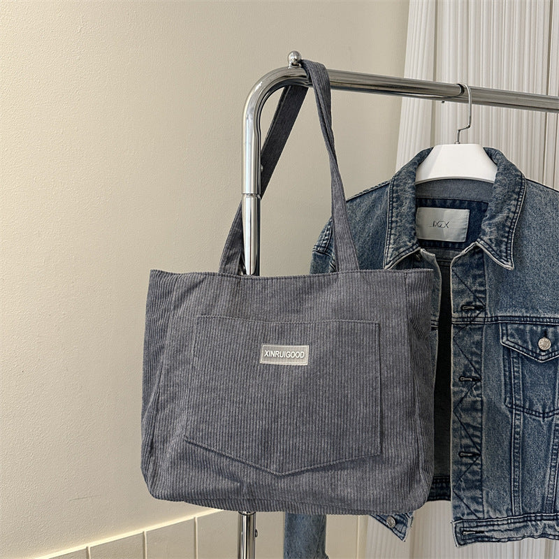 Women's Corduroy Large-Capacity Underarm Tote Bag