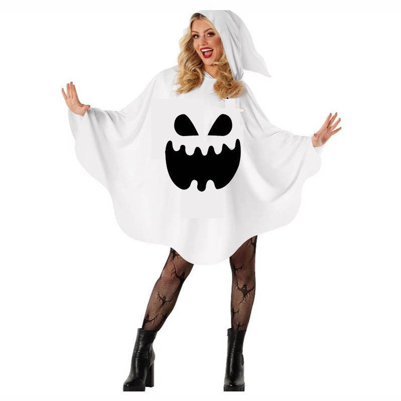 Customizable White Ghost Hooded Halloween Poncho Costume