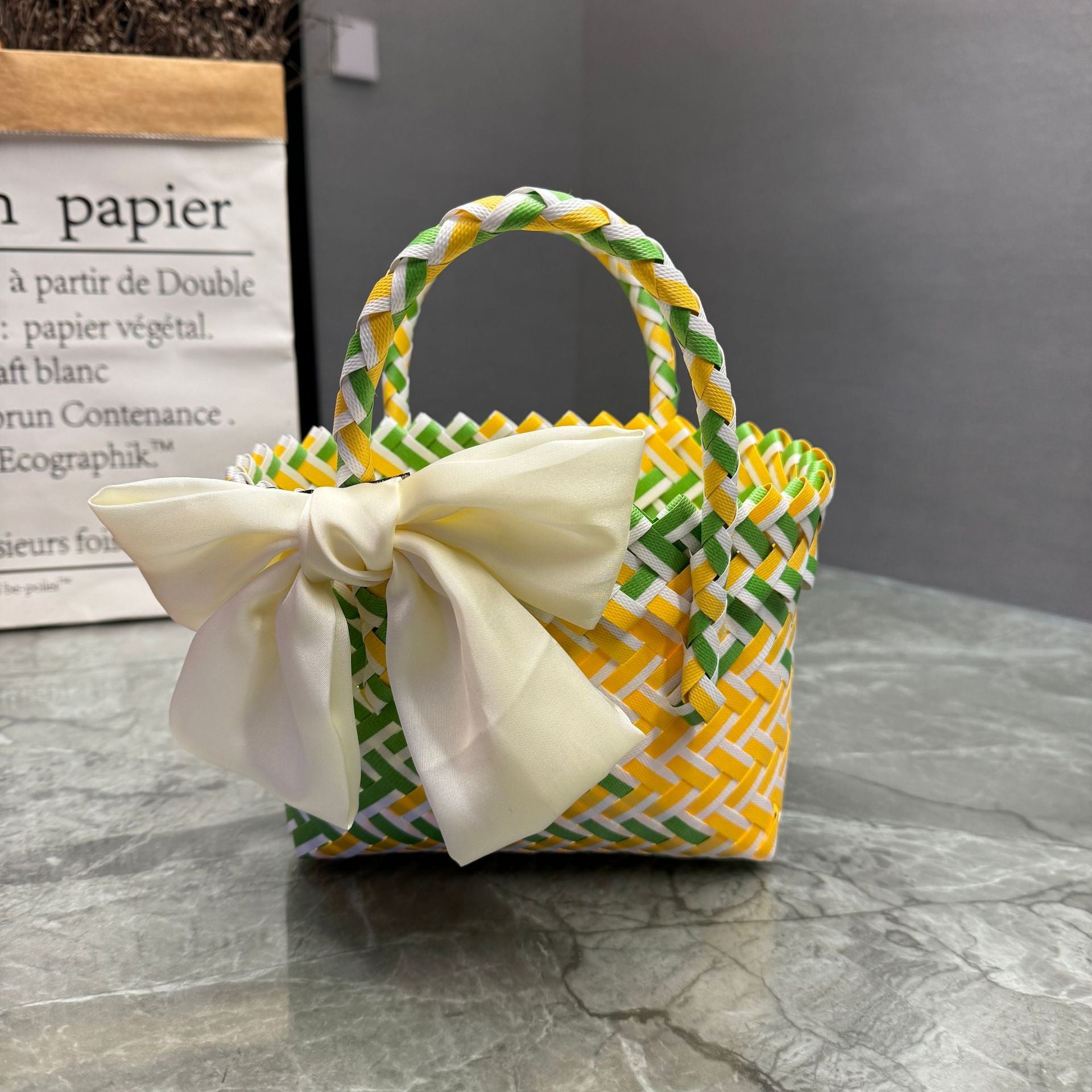 Plastic Woven Beach Basket Bag