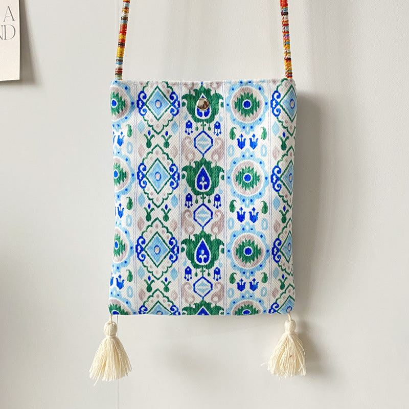 2026 Spring Summer New Ethnic Artistic Phone Crossbody Cloth Bag