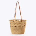 Crochet Paper Openwork Floral Shoulder Straw Tote Bag