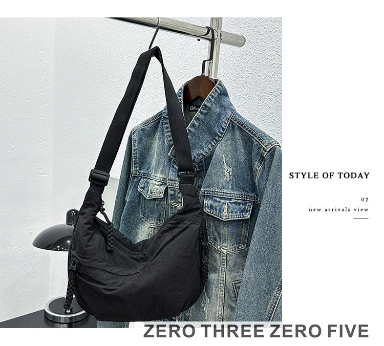 Textured Nylon Dumpling Crossbody Bag
