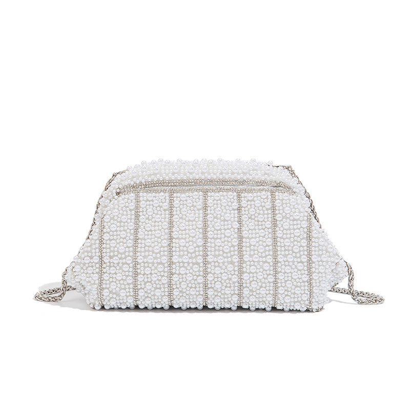High-End Pearl Clip Evening Clutch Bag