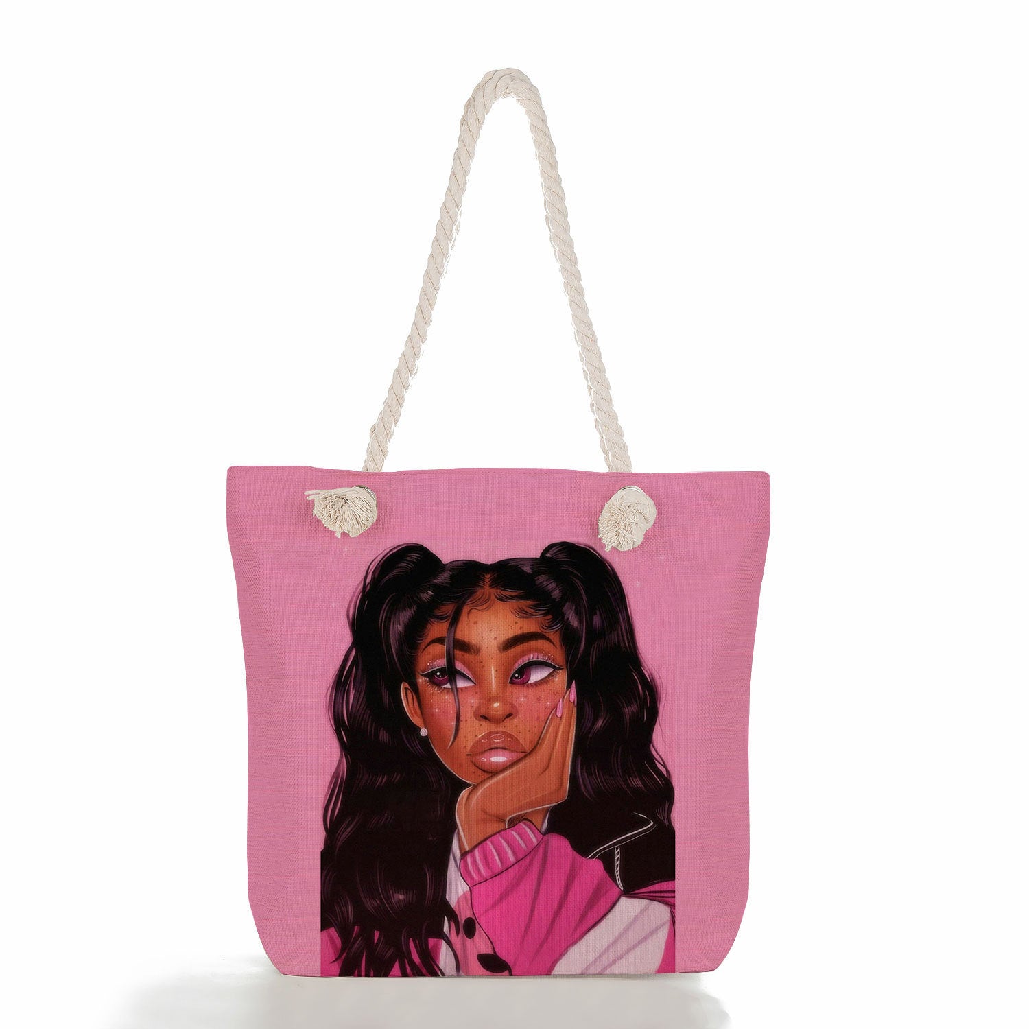 High-End Ethnic Canvas Hemp Rope Armpit Tote
