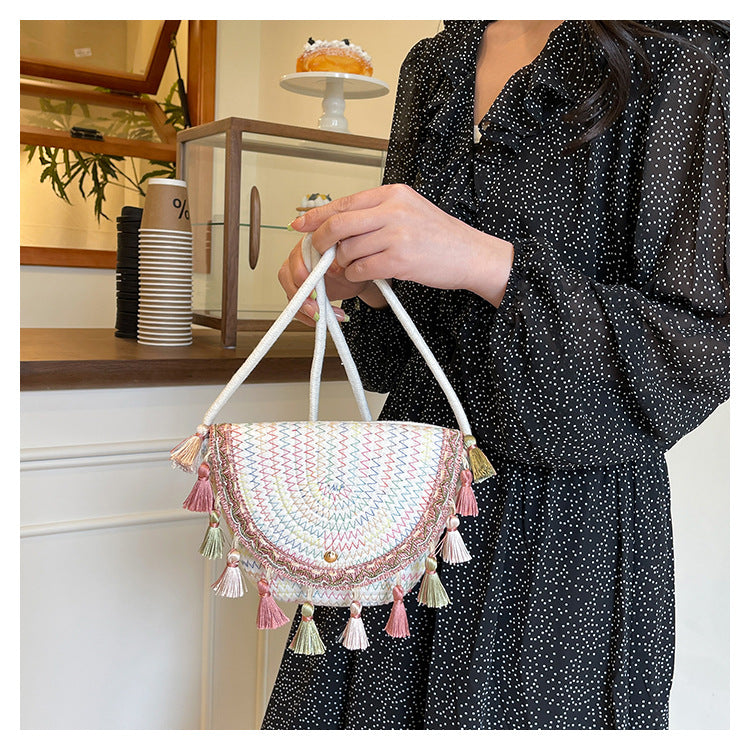 Woven Tassel Single Shoulder Crossbody Bag