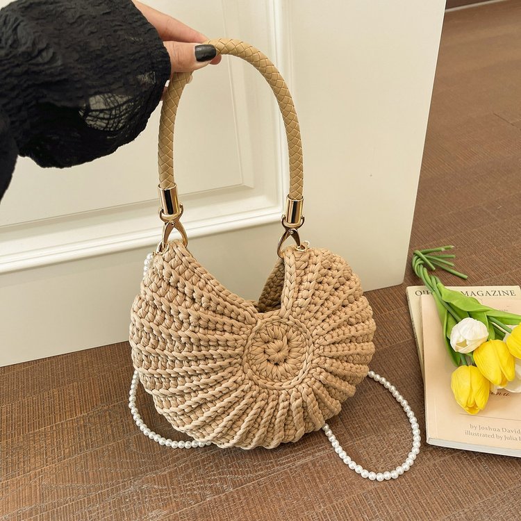 Women Handmade Woven Beach Conch Shell Crossbody Bag
