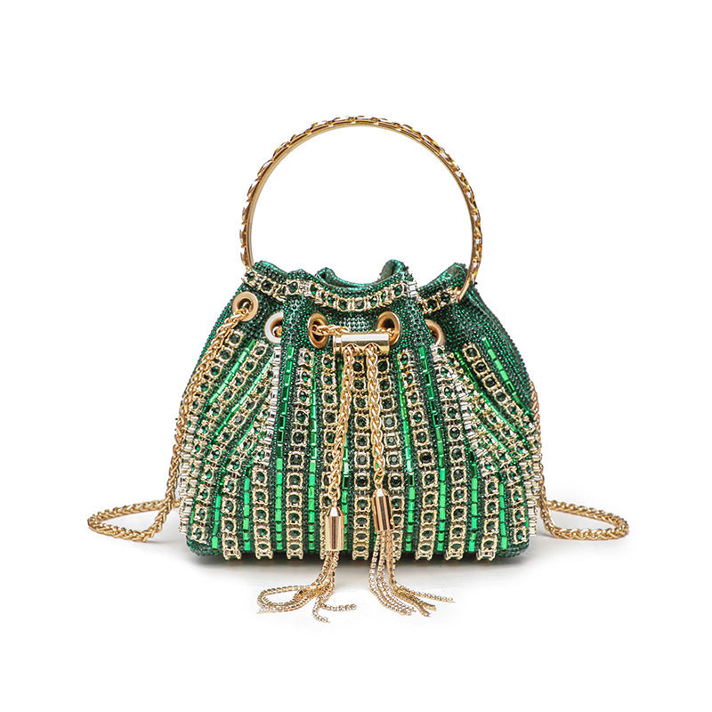 Gradient Full Diamond Tassel Evening Bag