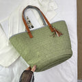 Minimalist Straw Large Handbag Unique Travel Vacation Shoulder Tote Bag