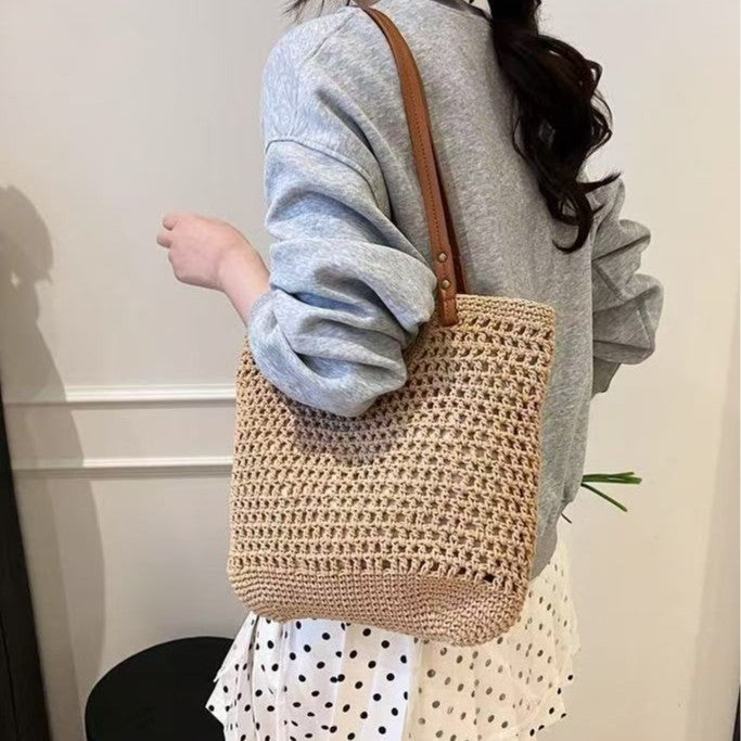 Fishnet Hollow Cotton Woven Straw Bag