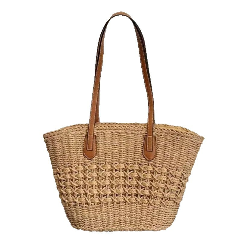 Large Capacity Woven Straw Commuter Tote Bag